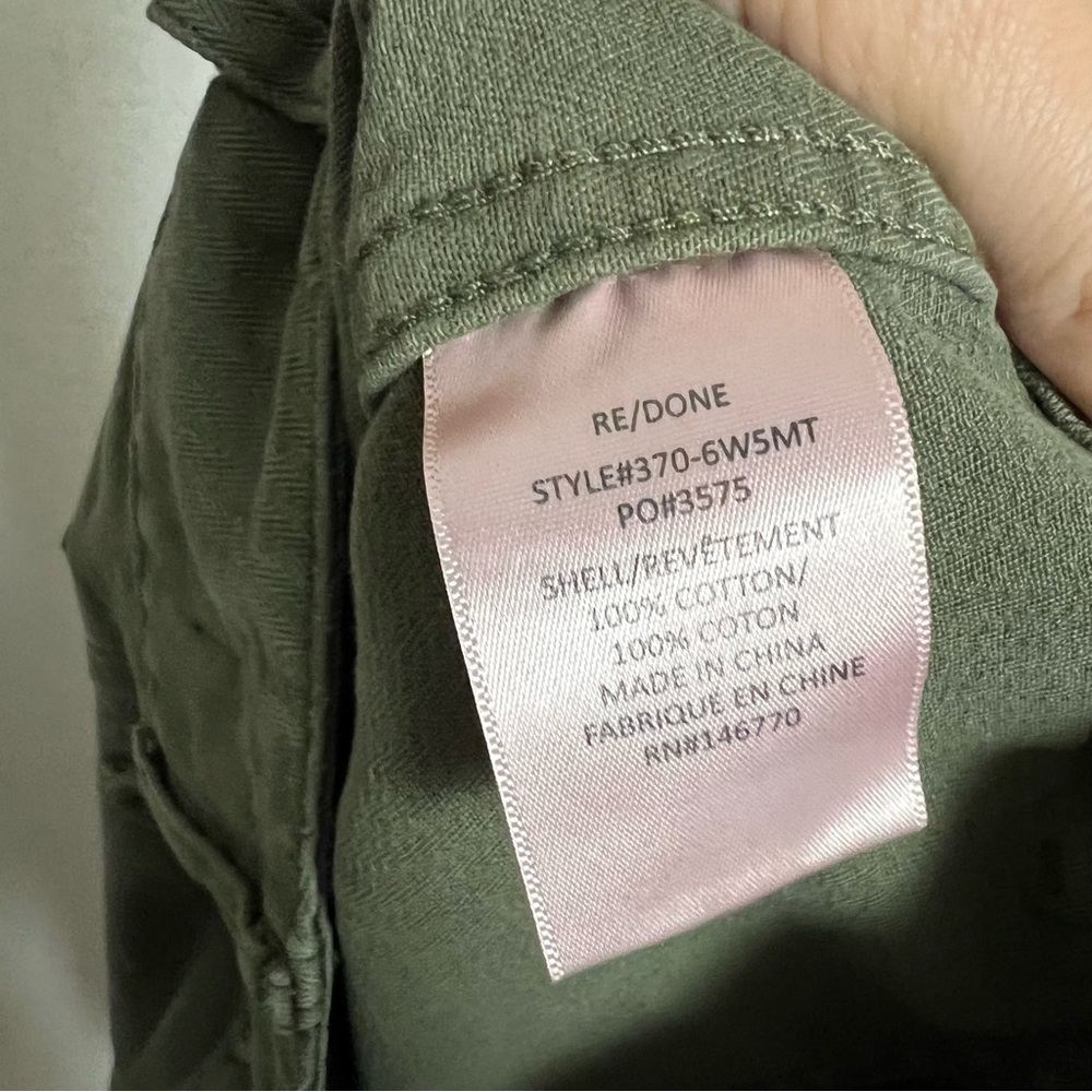 NWT RE/DONE 50s Military High Rise Olive Green Trouser Pants Size 28 - Picture 11 of 11